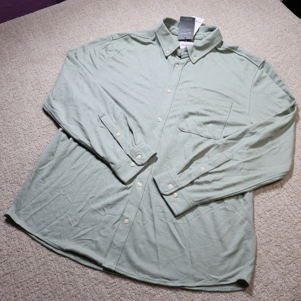 Goodfellow & Co Mens Sage Green Comfort Wear Long Sleeve Button Down Shirt XL